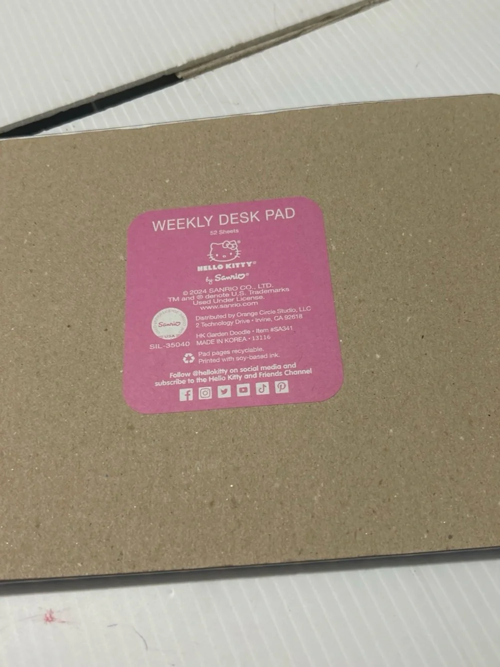 Hello Kitty Weekly Desk Planner Pad - Pink, Blue, Yellowy